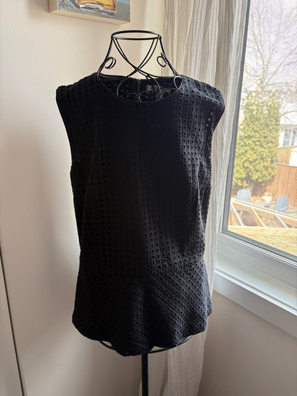 Liz Claiborne Black Eyelet Sleeveless Blouse